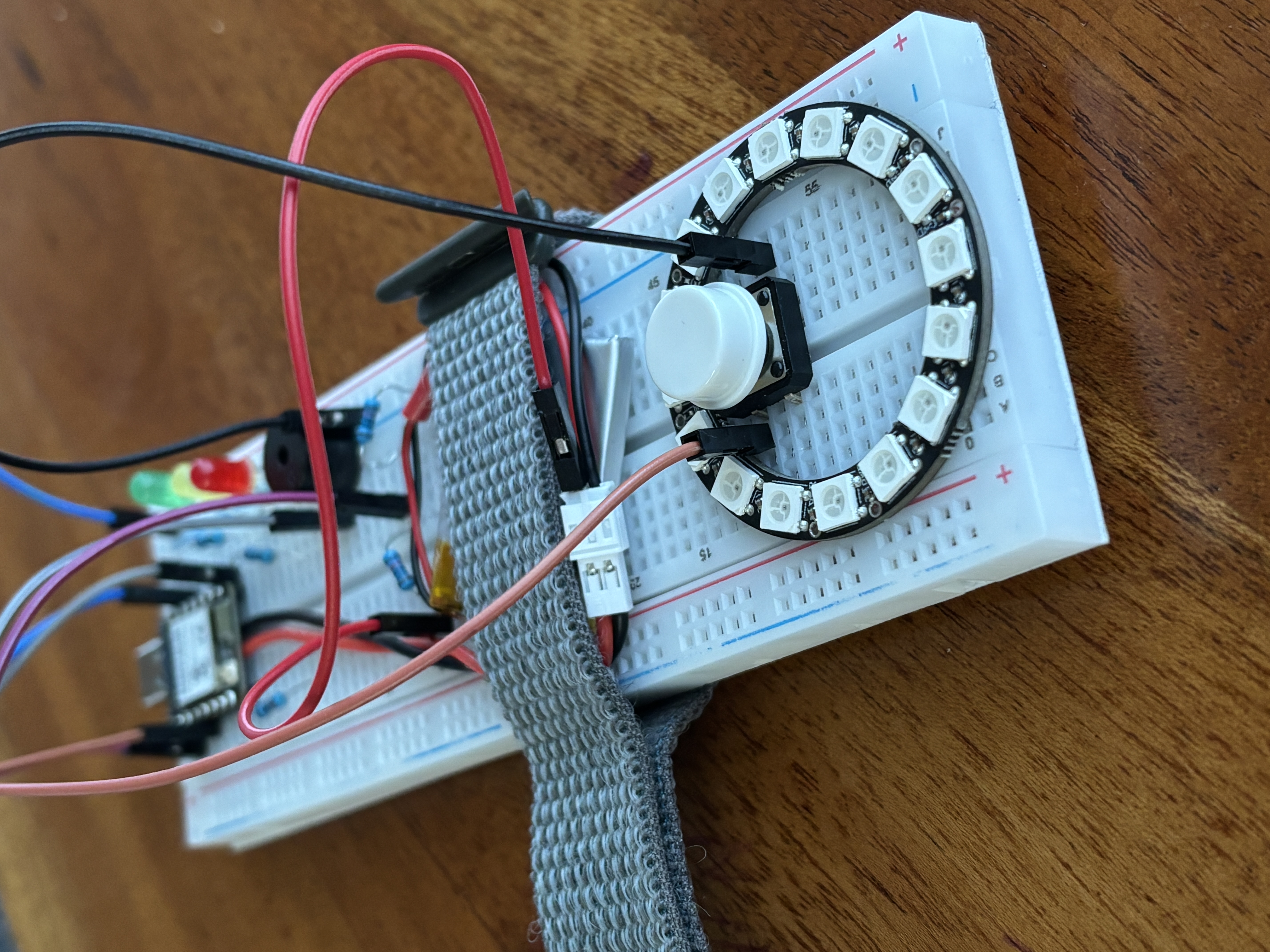 Frankenbutton update with strapped battery for portable use